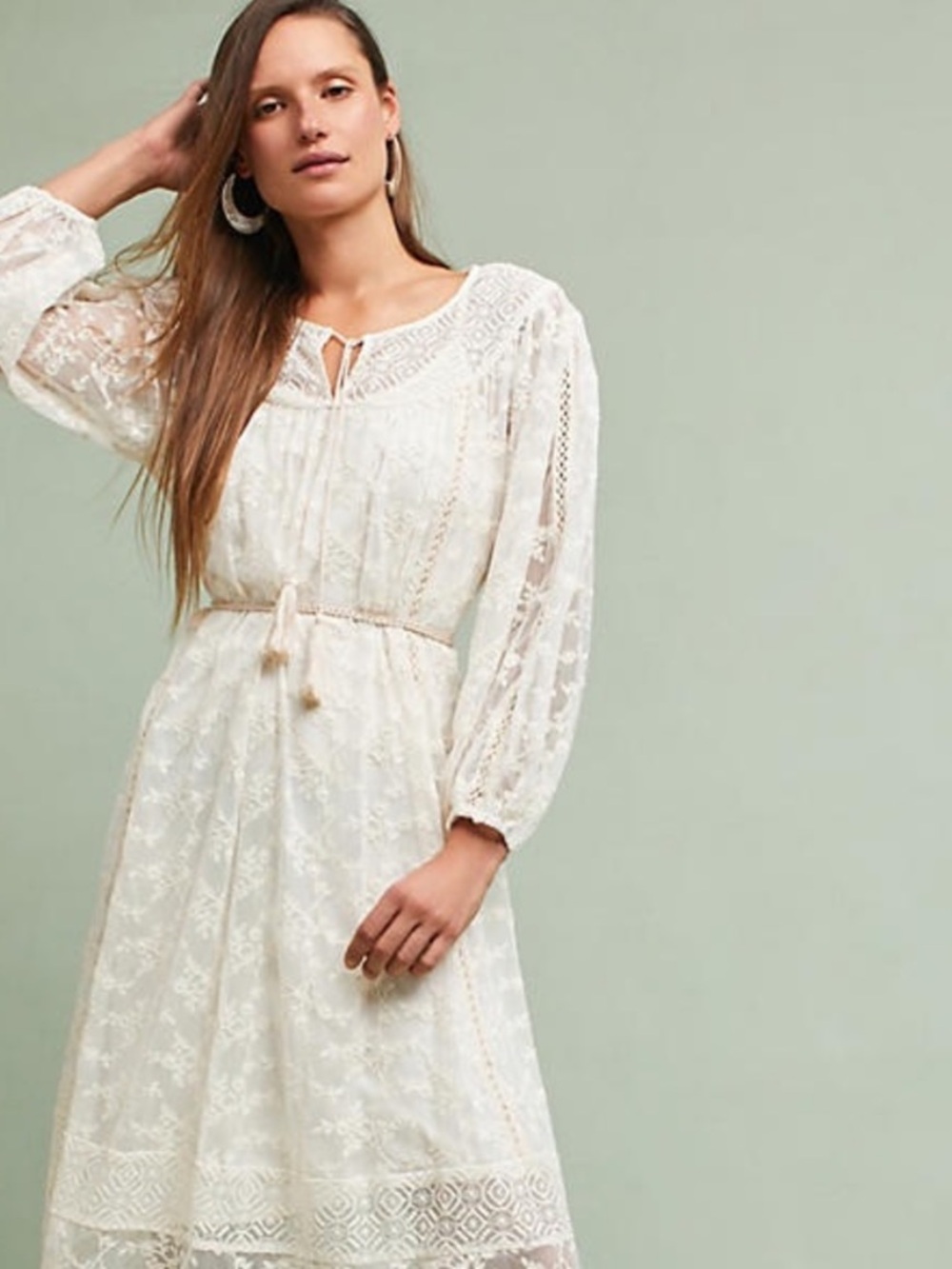 NWT Anthropologie Julia Peasant Lace Embroidery Dress By Blue Tassel Size Small - Picture 2 of 16